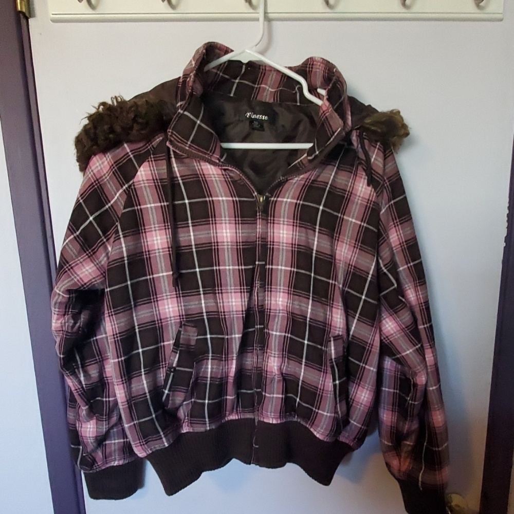 Pink and brown zip up jacket